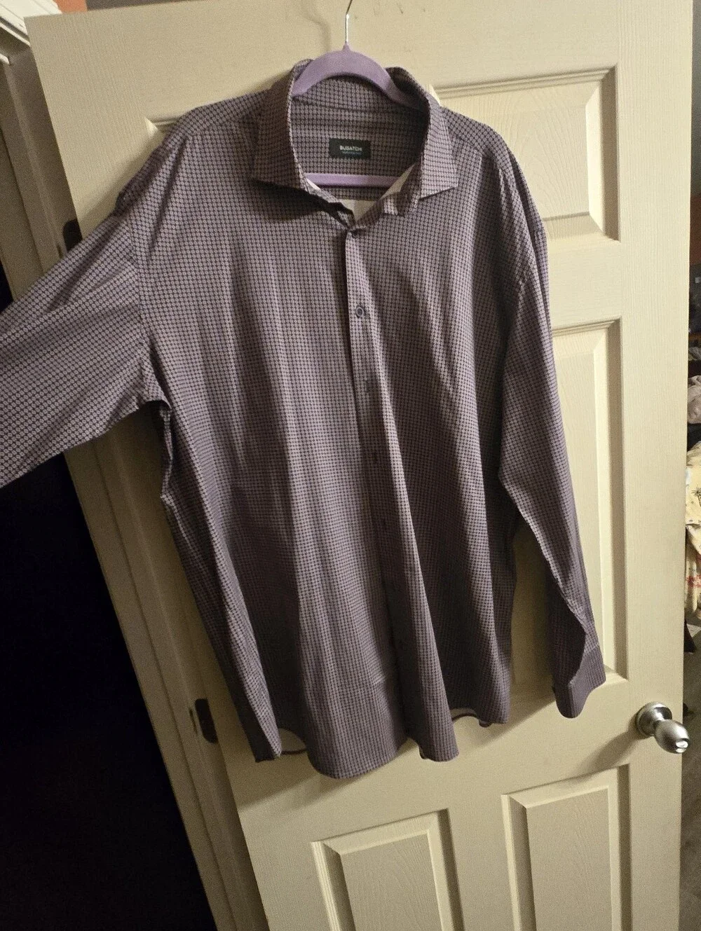 Bugatchi Men's Purple Micro-Check Dress Shirt